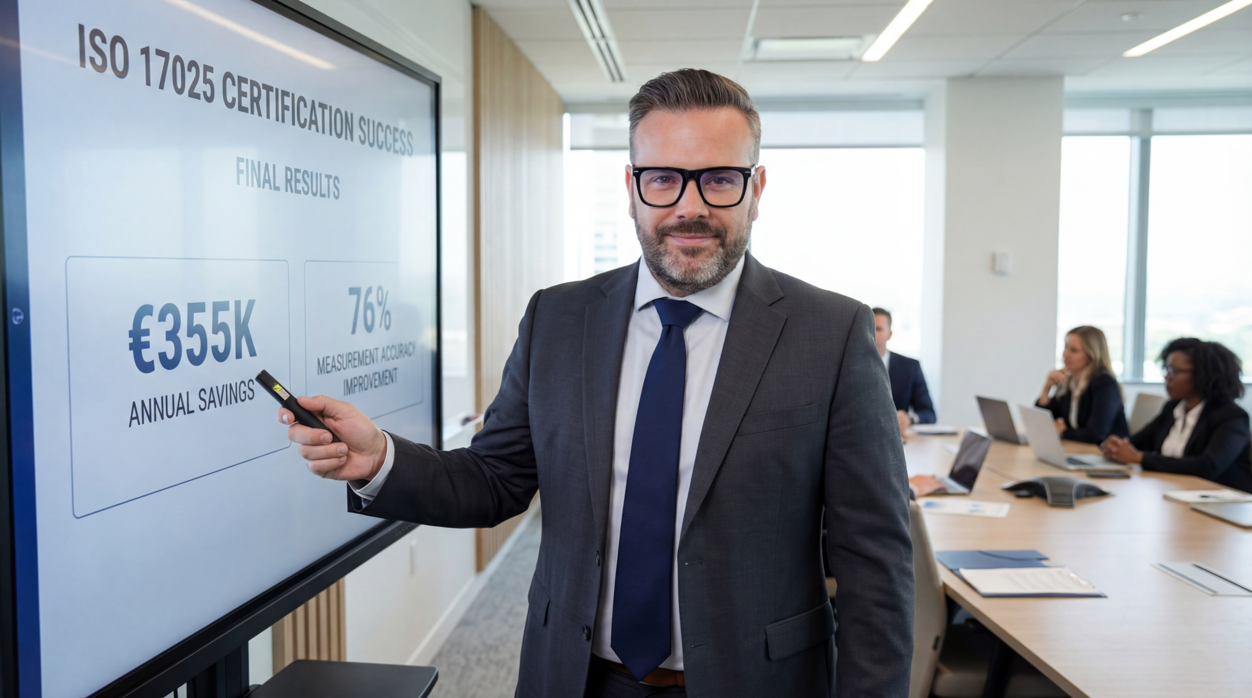 Peter prezentuje finálne výsledky ISO 17025 certifikácie stakeholderom