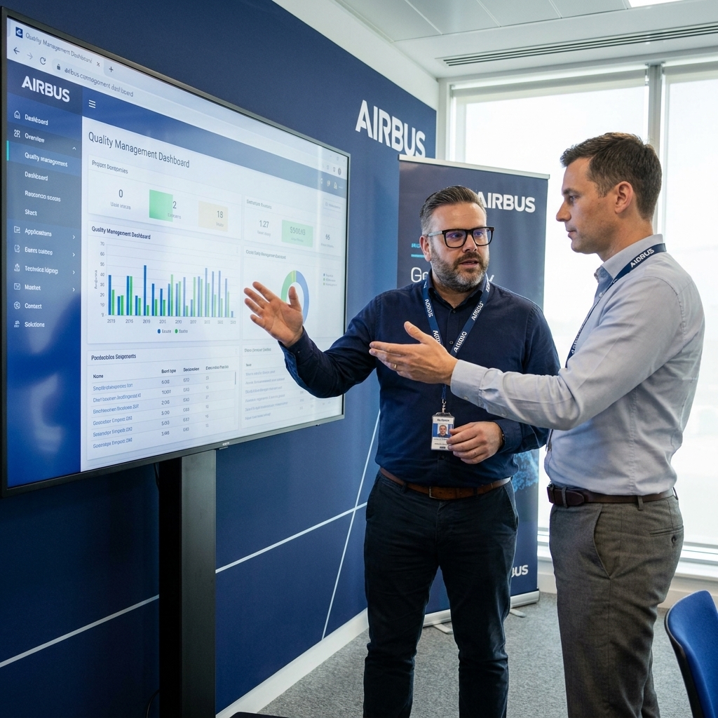 Peter and Randolph presenting the quality management system at Airbus