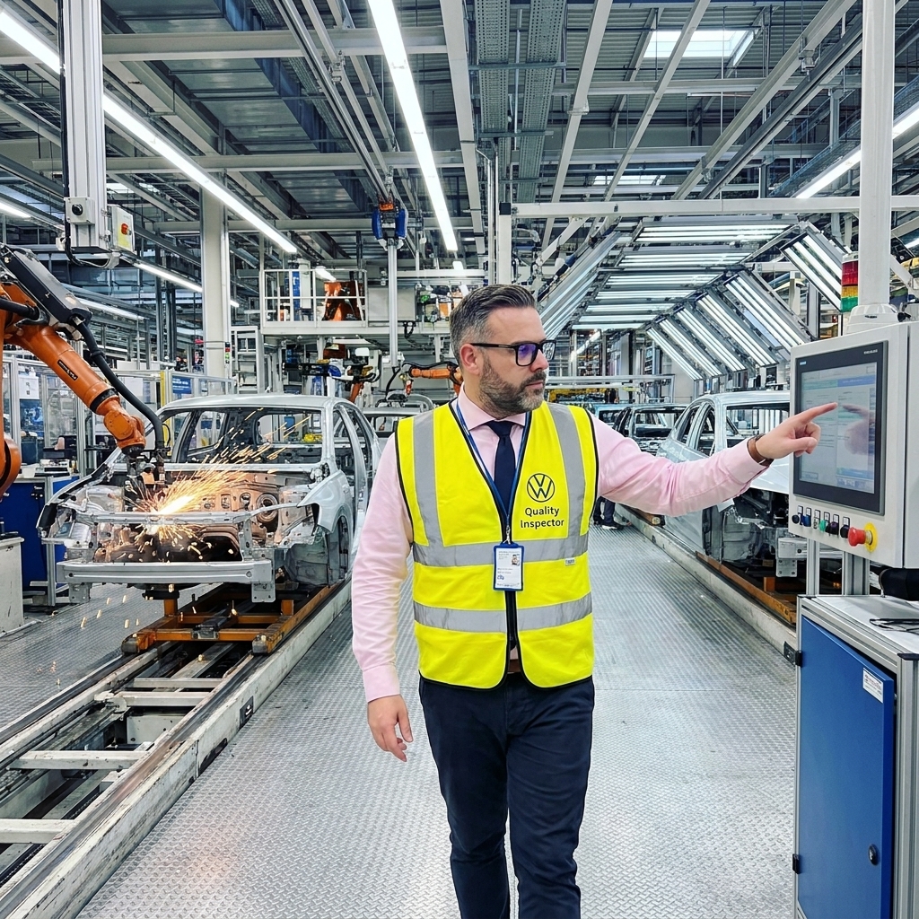 Peter Stasko inspecting VW production line